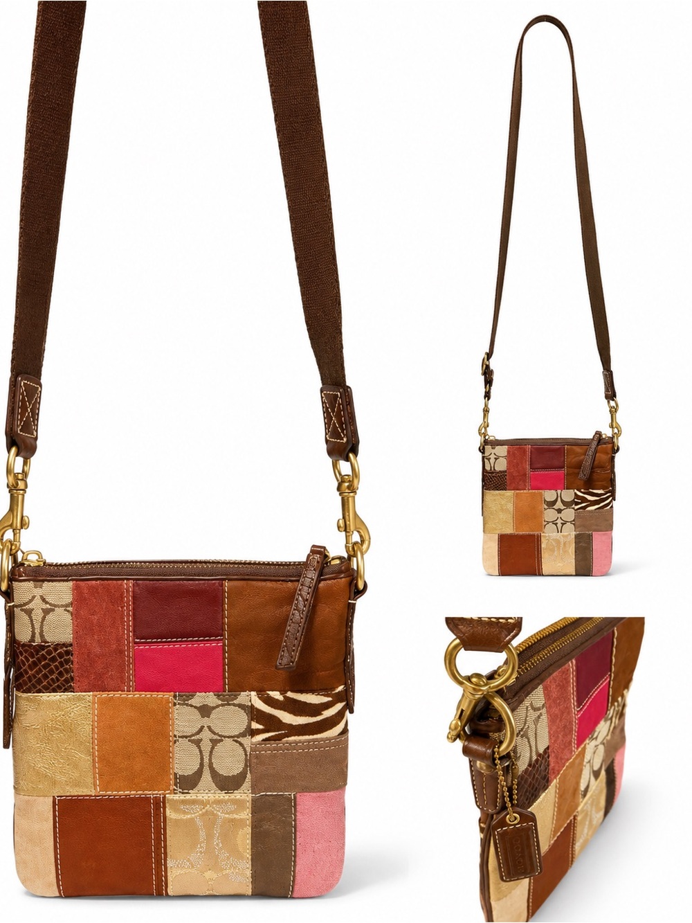 Coach Vintage Y2K Multicolor Patchwork Swingpack Crossbody Bag